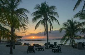 Beautiful empty beach sunset